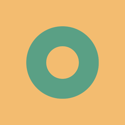 A teal ring on a light orange background.